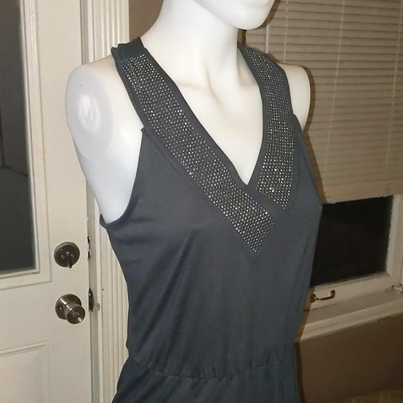 Gap Gray Sleeveless Dress Vneck Silver Accents NWT Small - Picture 2 of 5